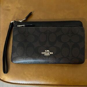 Coach Signature Black and Brown Wristlet